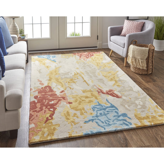 Everley Rug - 8646F by Feizy in ivory, yellow, blue. Made from wool in a unique style.