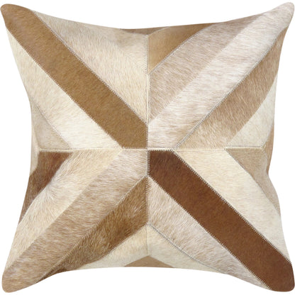 Safari Cowhide Throw Pillow by Pasargad Home in l. brown. Made from cowhide in a modern style.