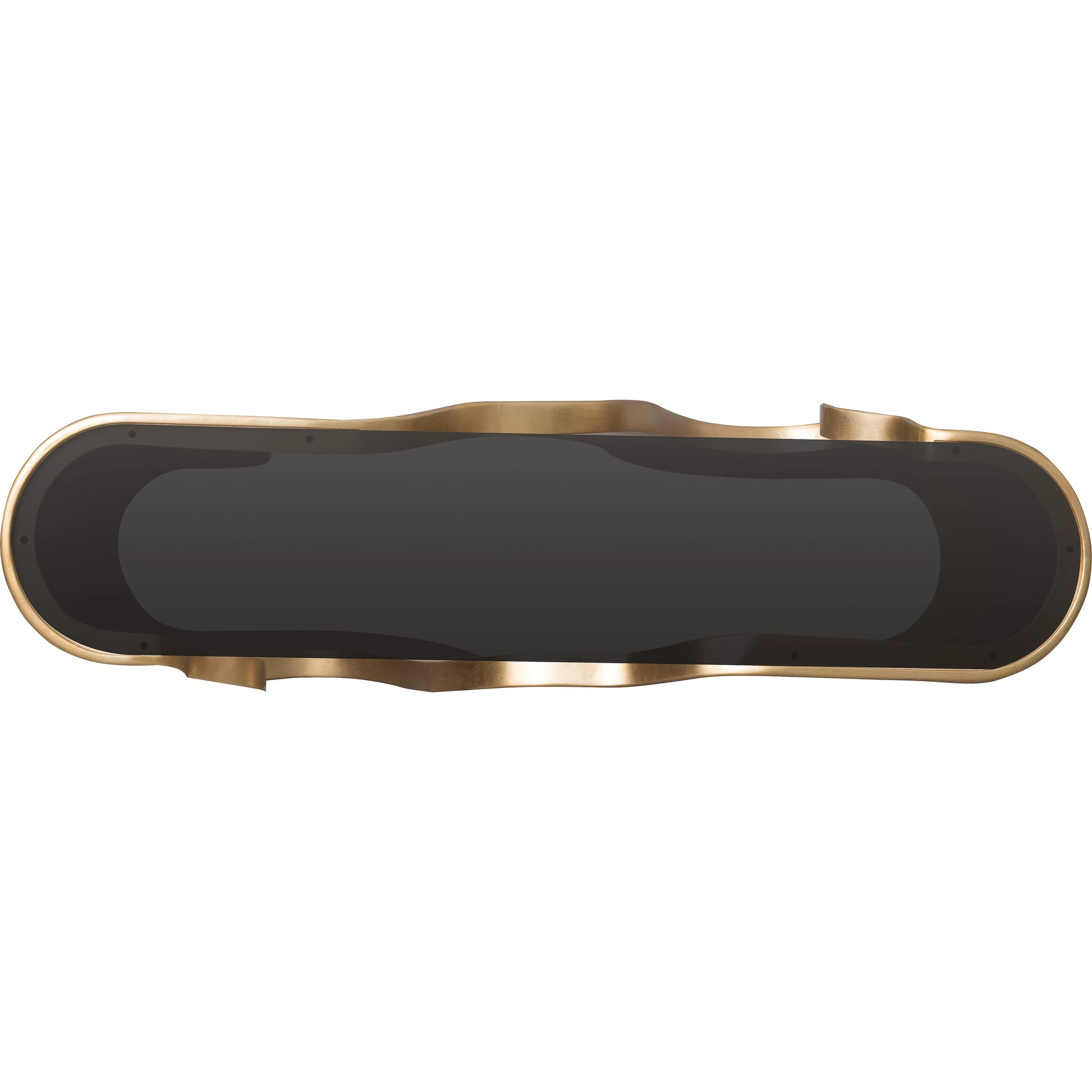 Melange Even and Flow Console Table by Hooker Furniture in black, gold accents. Made from resin, glass in a modern style.