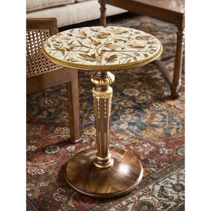 Trianon Accent Table by Jonathan Charles in oak leaf parquetry. Made from local mahogany, marquetry veneer, mdf in a traditional style.