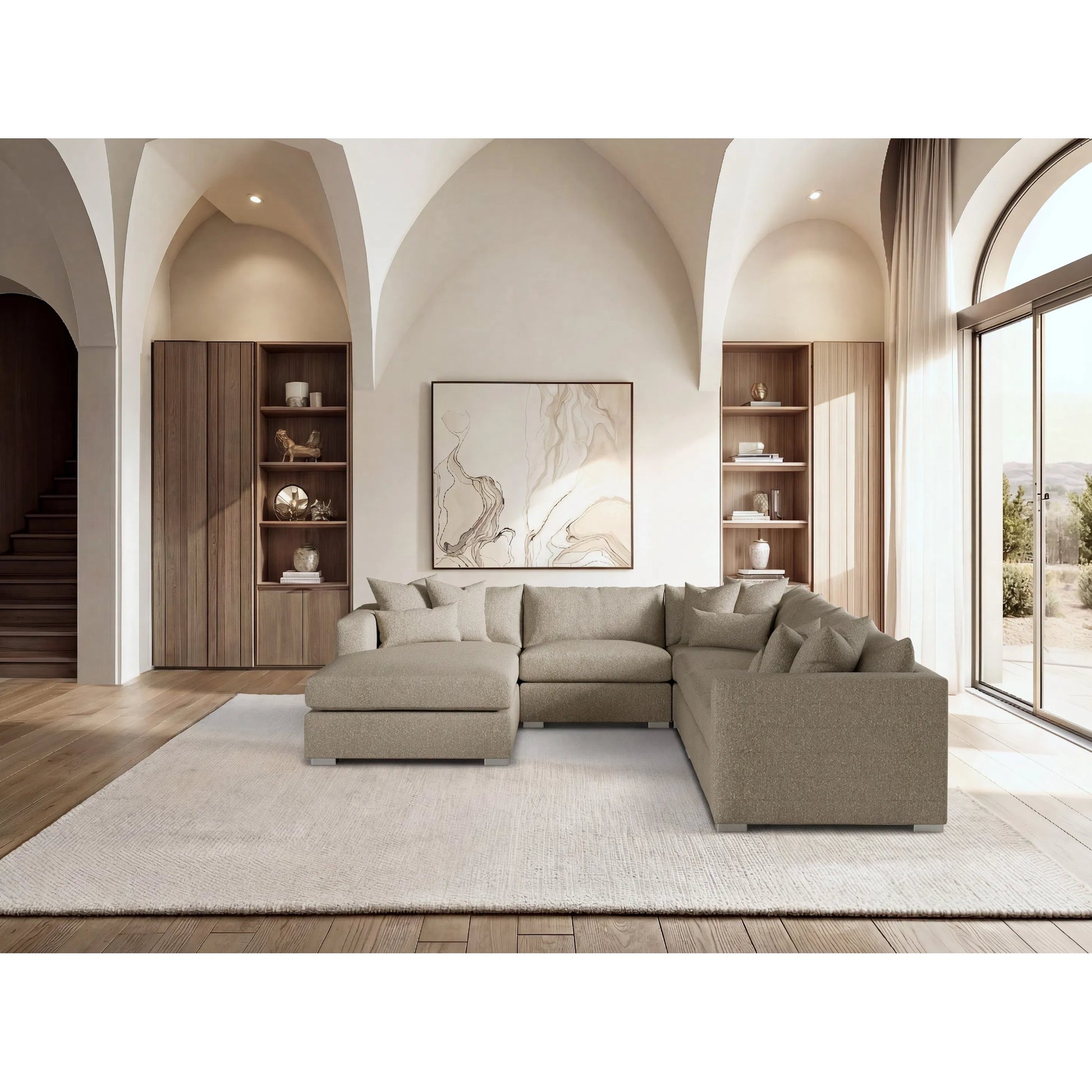 Helena 5-Piece Fabric Sectional by Bernhardt in stainless steel. Made from unique in a unique style.