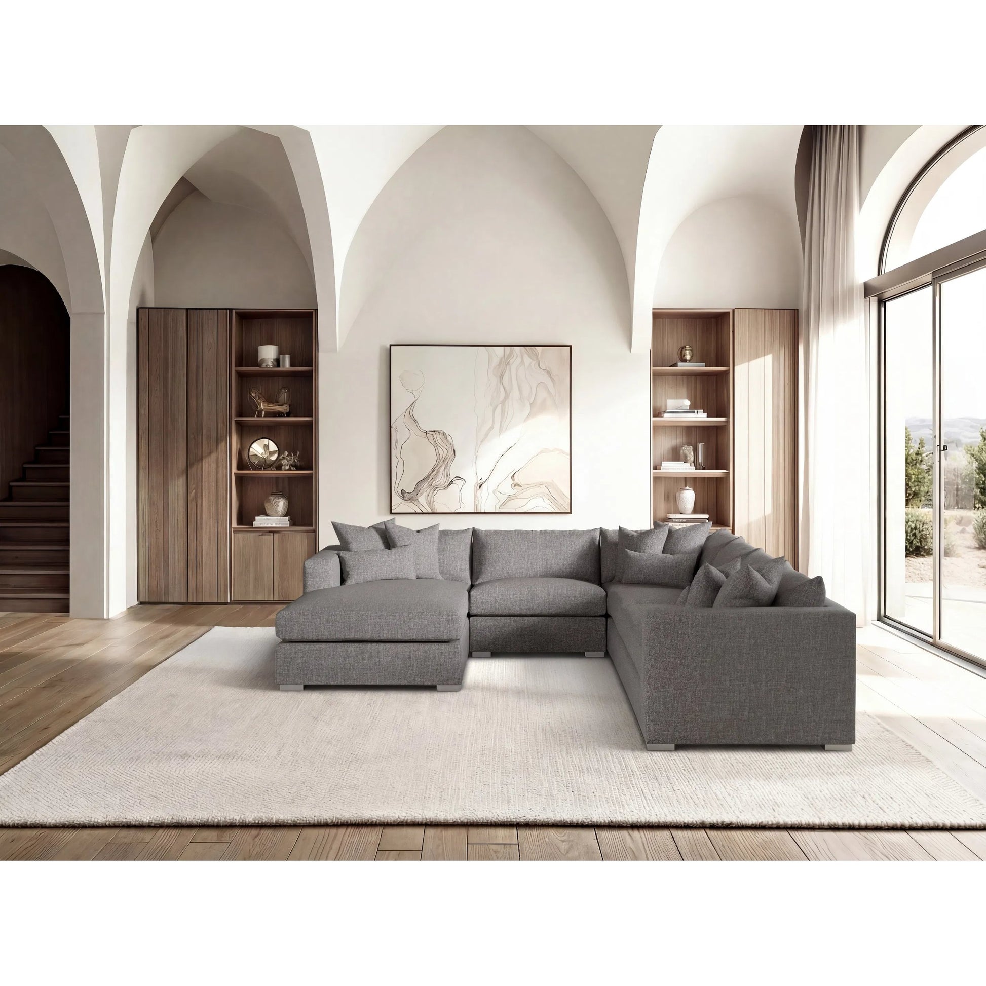 Helena 5-Piece Fabric Sectional by Bernhardt in stainless steel. Made from unique in a unique style.