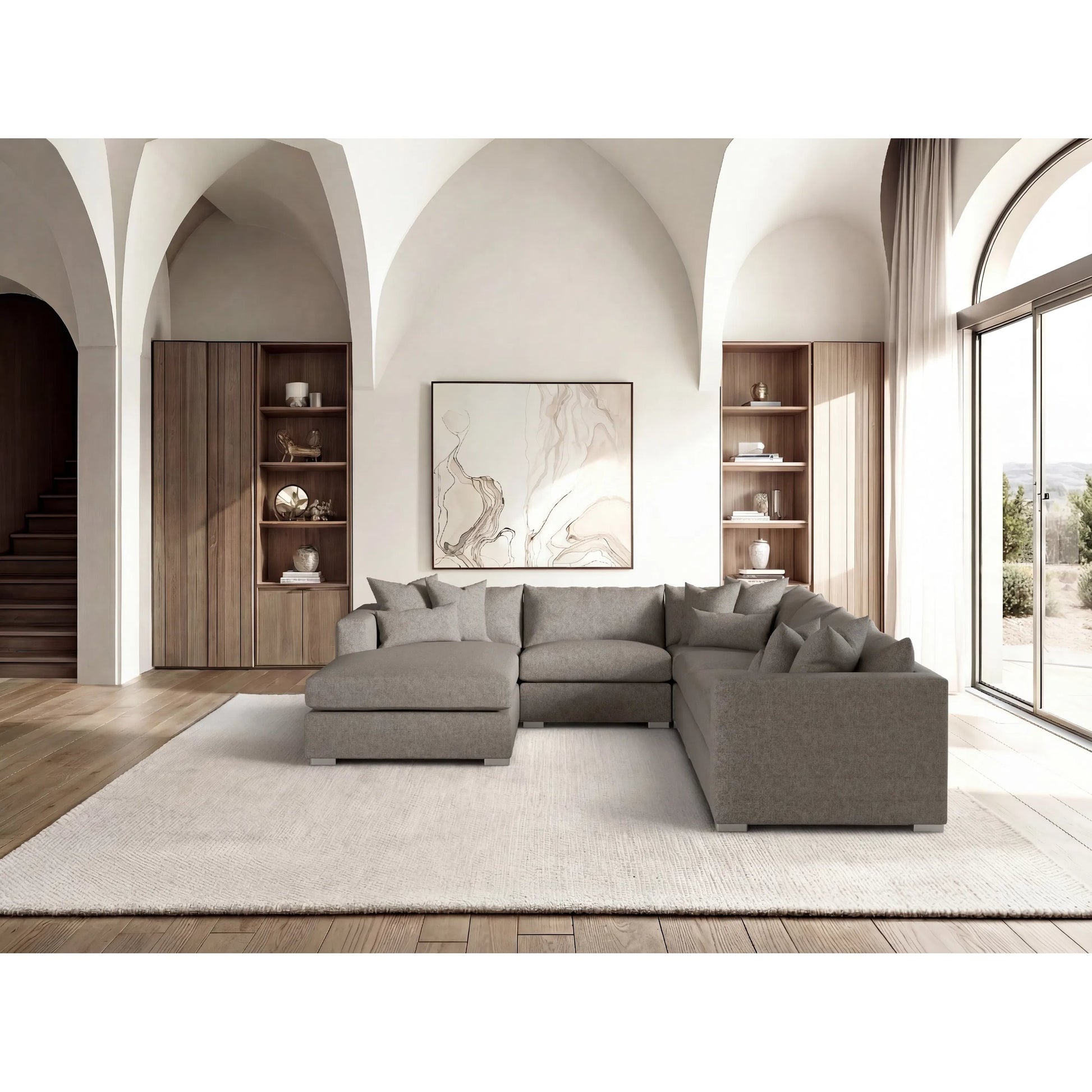 Helena 5-Piece Fabric Sectional by Bernhardt in stainless steel. Made from unique in a unique style.