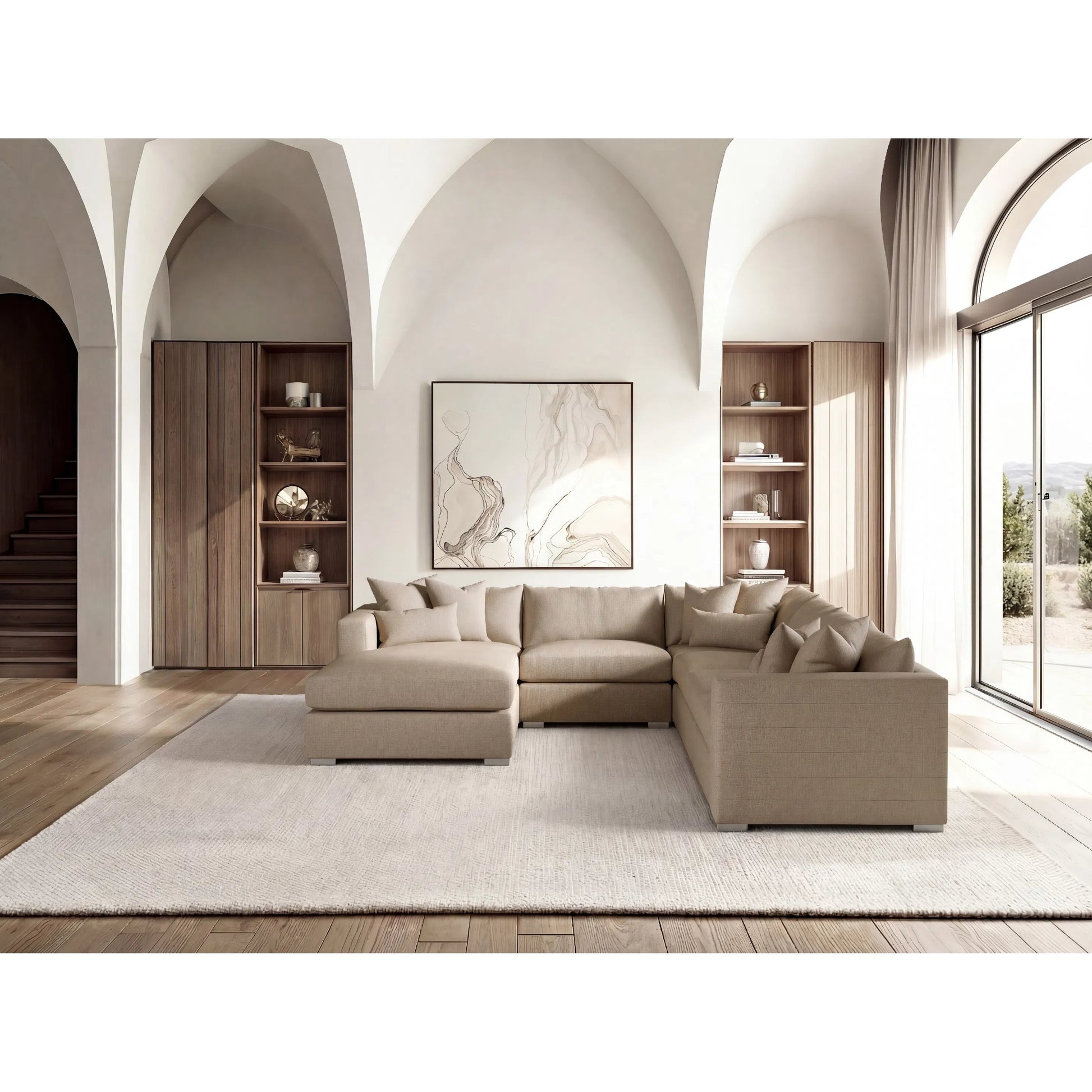 Helena 5-Piece Fabric Sectional by Bernhardt in stainless steel. Made from unique in a unique style.