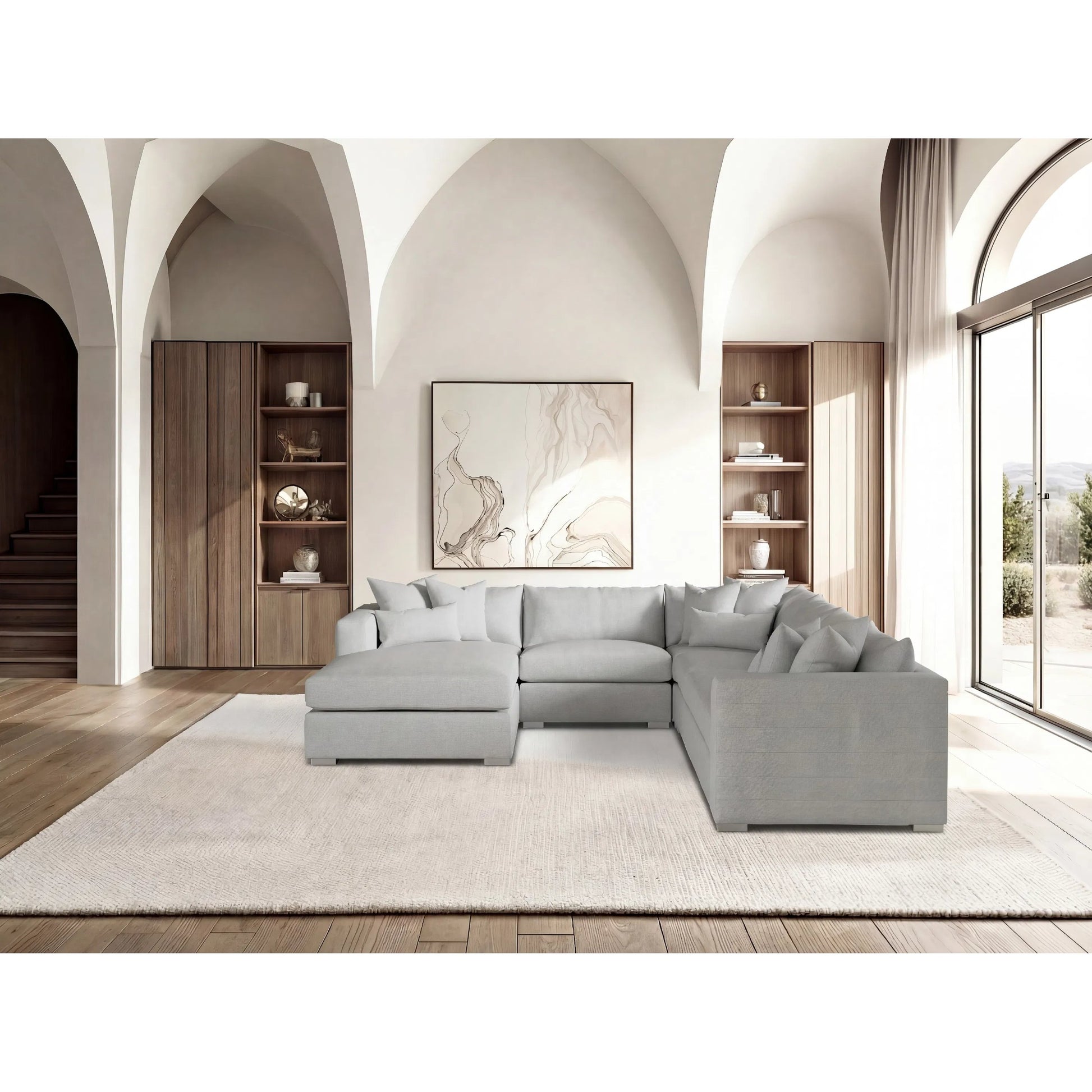 Helena 5-Piece Fabric Sectional by Bernhardt in stainless steel. Made from unique in a unique style.