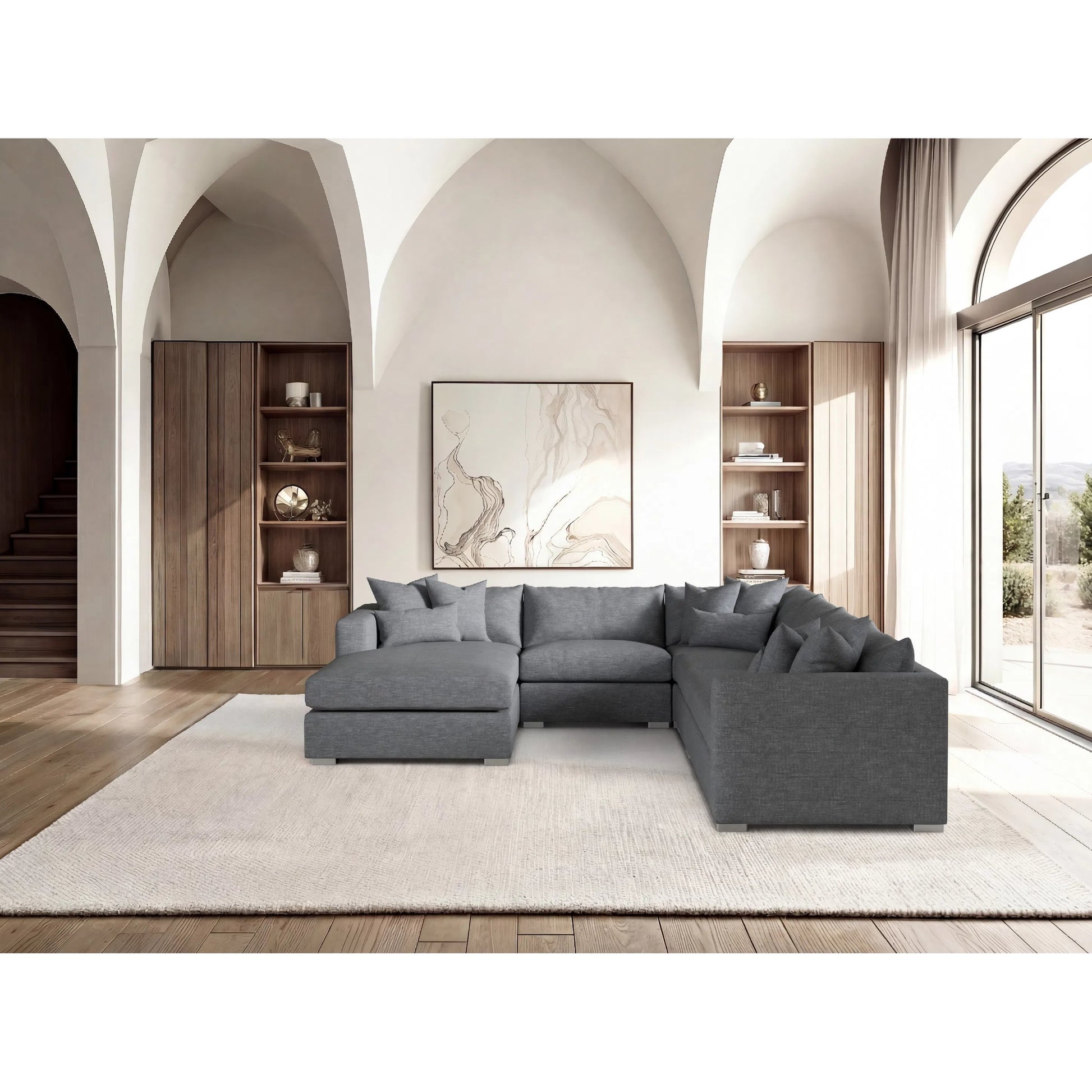 Helena 5-Piece Fabric Sectional by Bernhardt in stainless steel. Made from unique in a unique style.