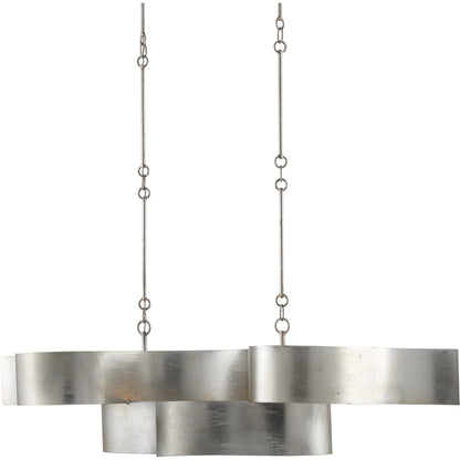 Grand Lotus Oval Chandelier by Currey and Company. Made from wrought iron in a modern style.
