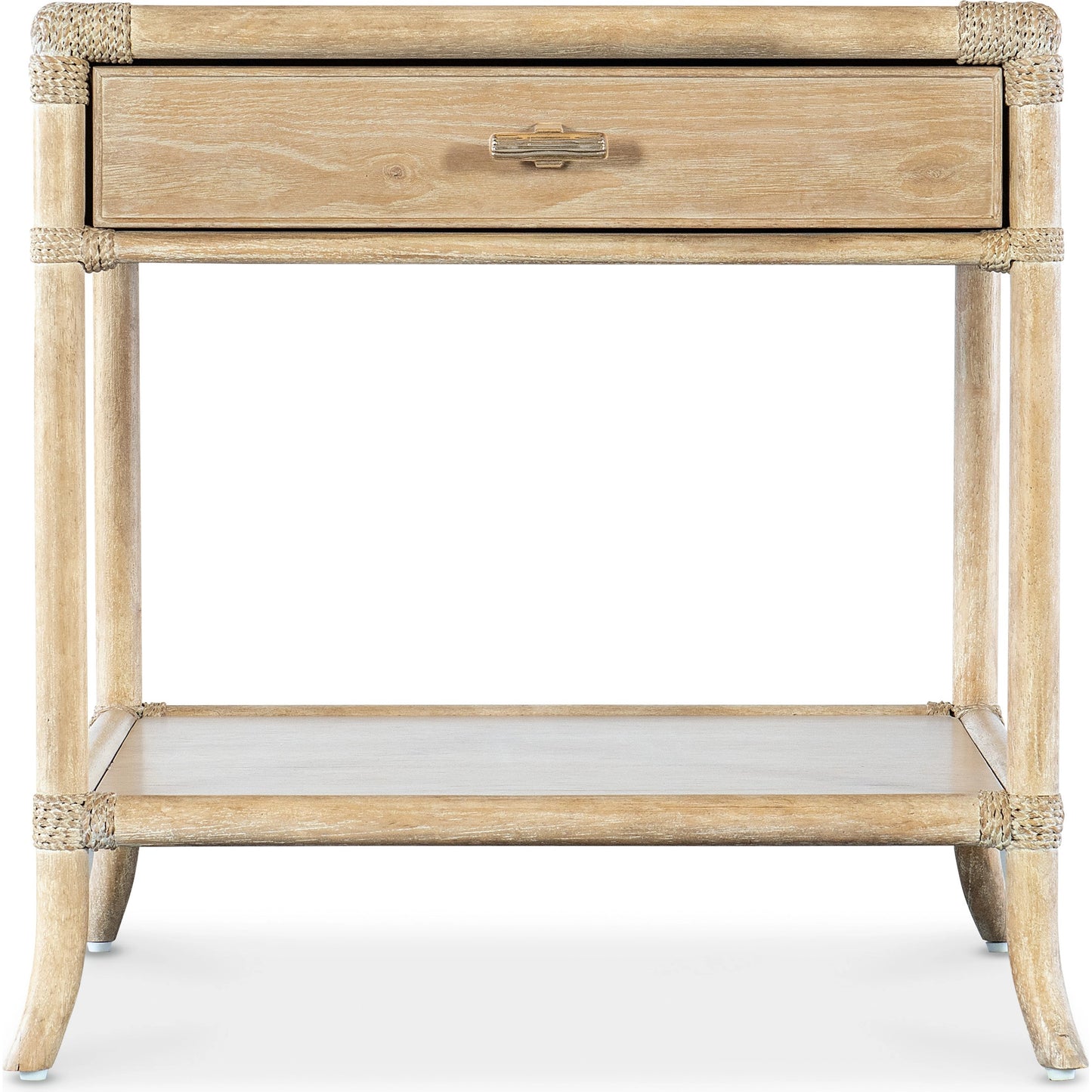 003 SI-2133730 | Additional Silo | Retreat Pole Rattan End Table by Hooker Furniture in dune. Made from oak, maple veneers with rope in a cottage & farmhouse style.