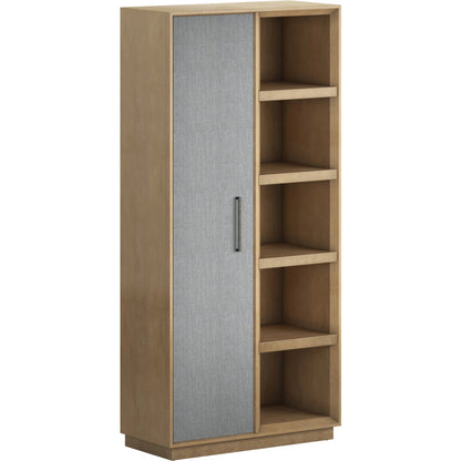 Loft Etagere Bookcase by A.R.T. Furniture in brown and natural maple. Made from poplar, rubberwood, figured maple, fabric in a modern style.