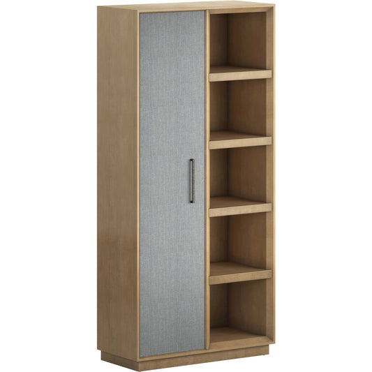 Loft Etagere Bookcase by A.R.T. Furniture in brown and natural maple. Made from poplar, rubberwood, figured maple, fabric in a unique style.