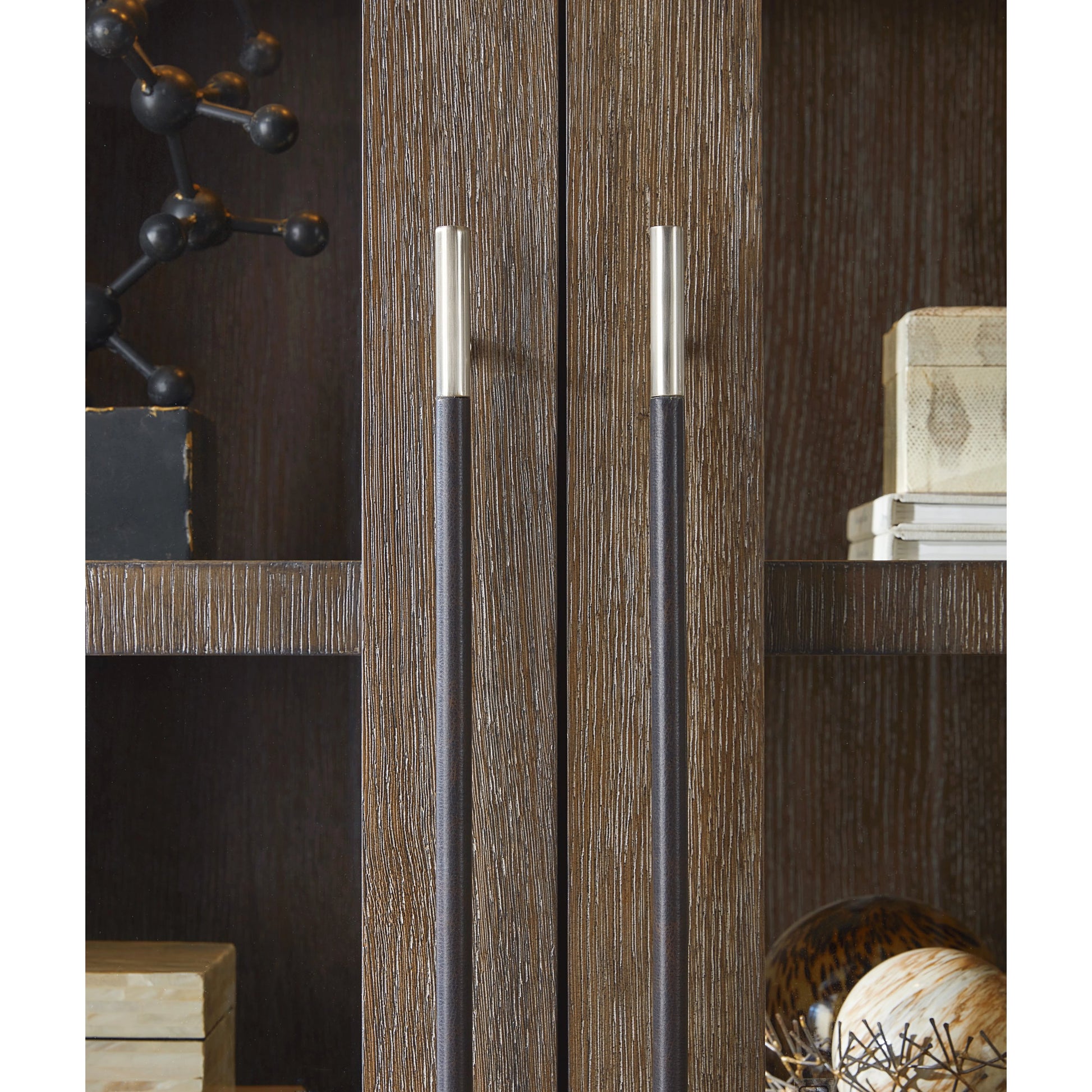 Modern Mood Display Cabinet by Hooker Furniture. Made from oak veneers, metal, glass in a modern style.