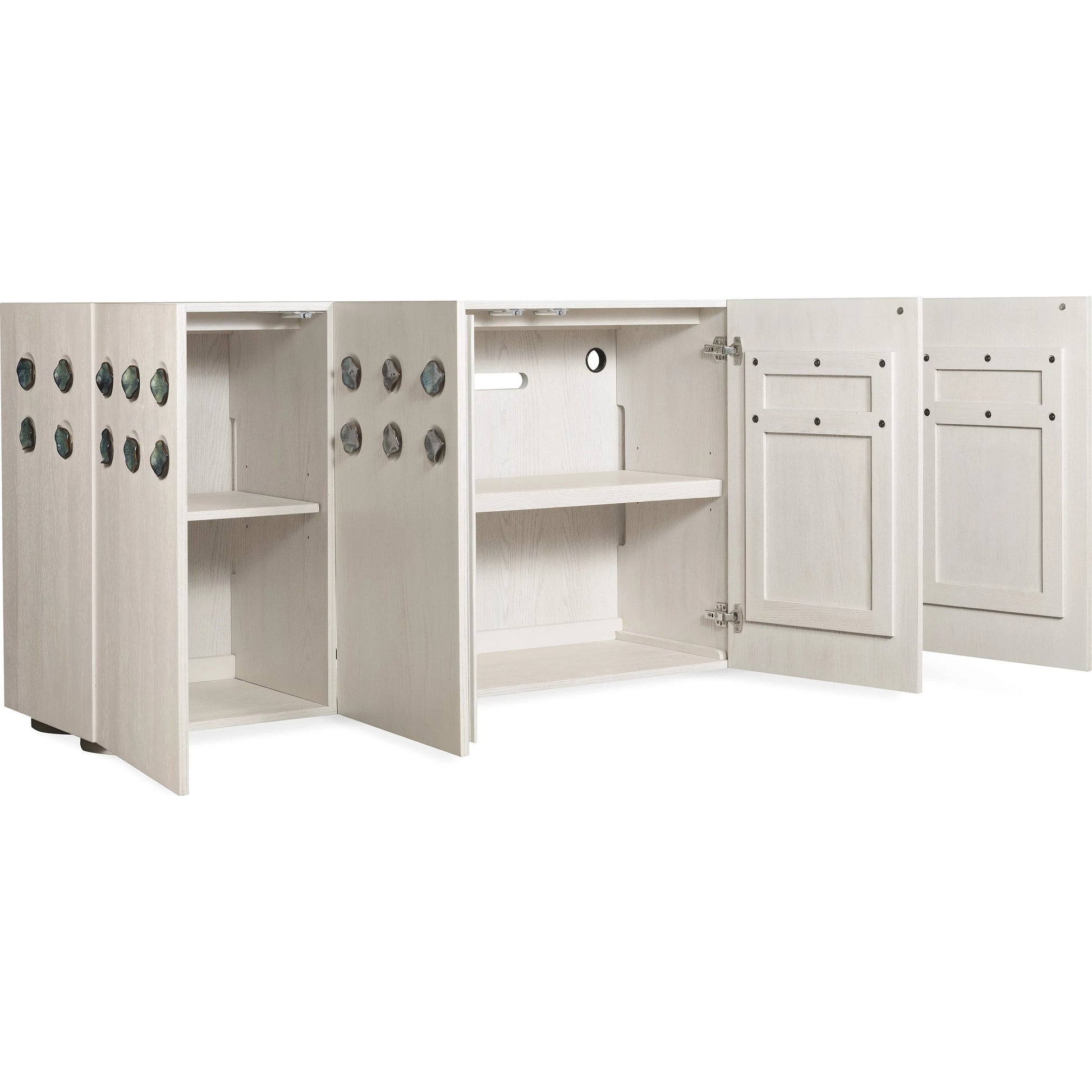 Commerce and Market Pilea Entertainment Credenza by Hooker Furniture. Made from oak solids, oak veneers, ceramic handles in a transitional style.