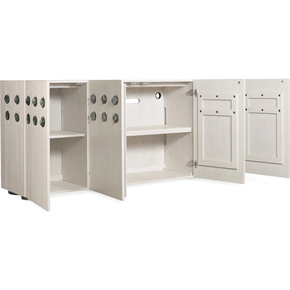 Commerce and Market Pilea Entertainment Credenza by Hooker Furniture. Made from oak solids, oak veneers, ceramic handles in a transitional style.