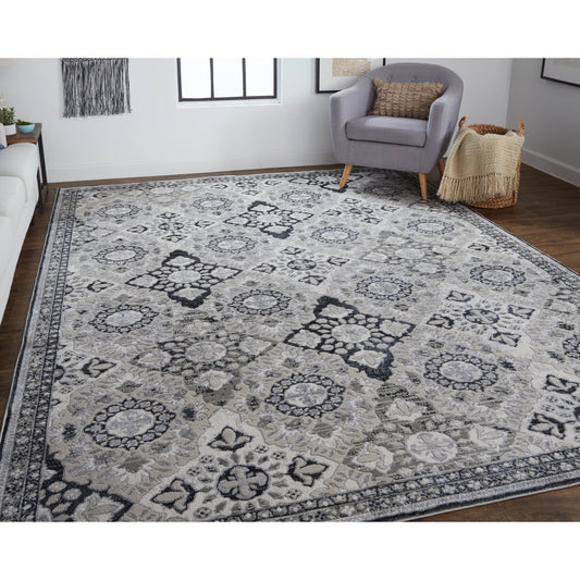 Macklaine Transitional Geometric Rug - 39FVF by Feizy in gray, black. Made from polyester, polypropylene in a unique style.