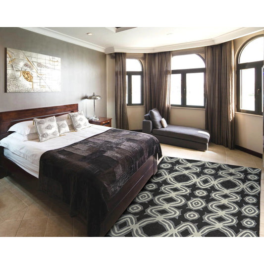 Ella Transitional Rug - 8460F by Feizy in black, ivory, gray. Made from wool in a unique style.