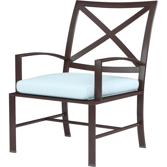 La Jolla Outdoor Dining Chair by Sunset West in browns. Made from aluminum in a modern style.