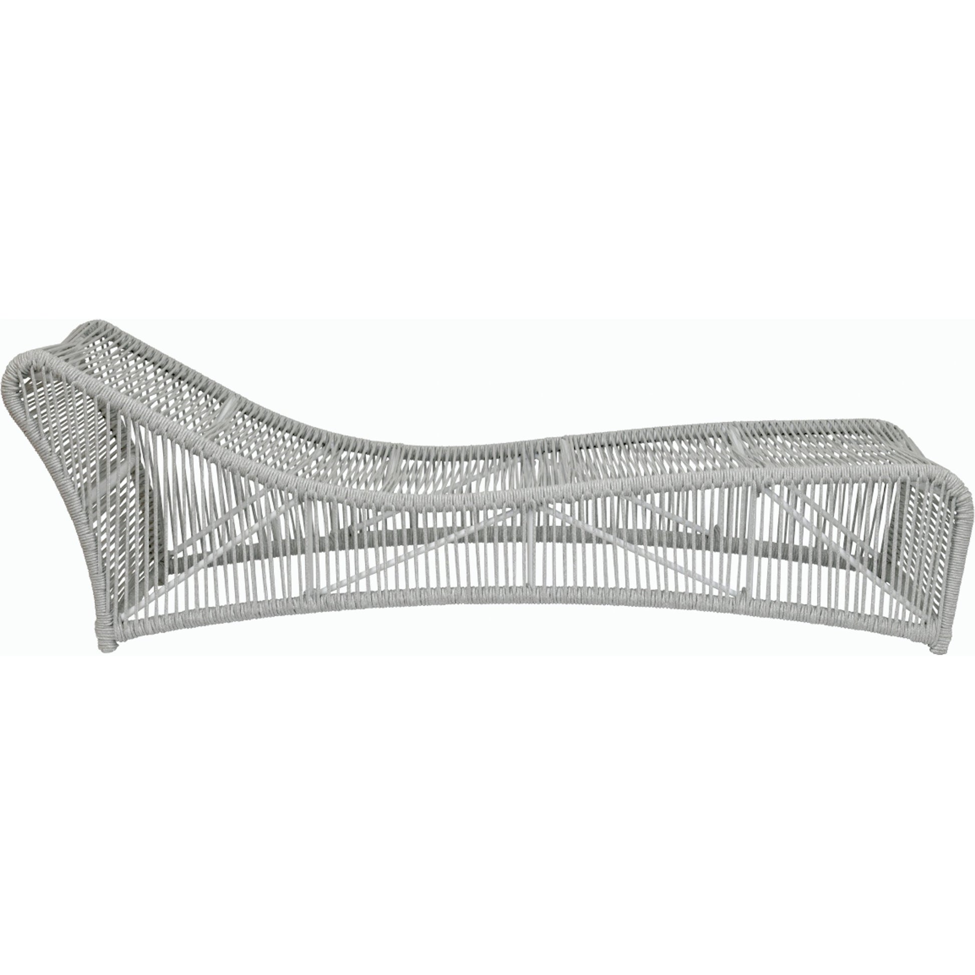 Miami Outdoor Cushionless Chaise by Sunset West in frost. Made from olefin rope in a coastal style.