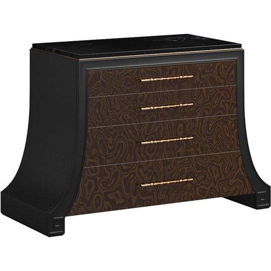 Eave Accent Chest by A.R.T. Furniture in black, hazelnut. Made from poplar, parawood solids, burl veneer in a unique style.