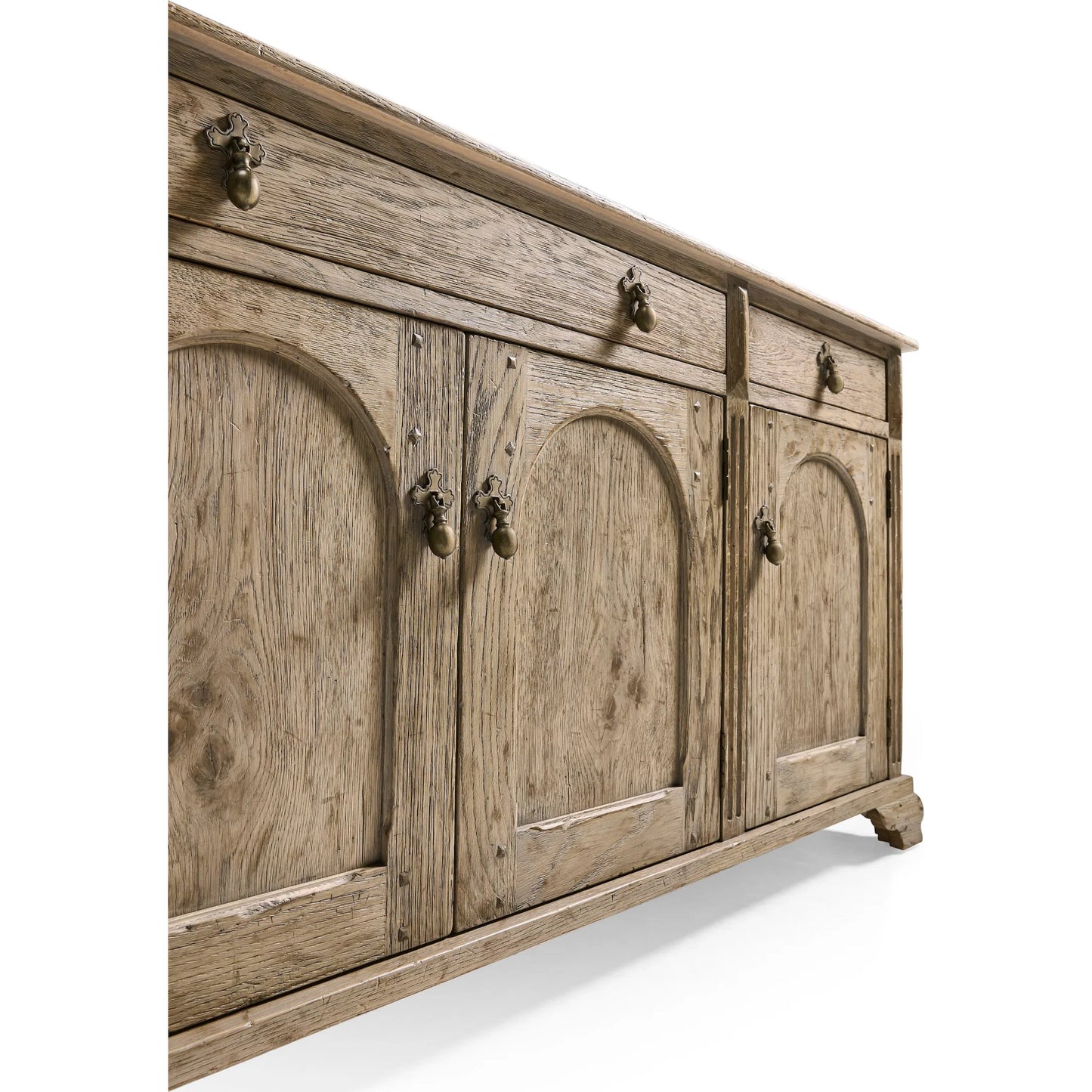 009 SI-2462610 | Closeup | Sagehill Arched-Door Credenza by Jonathan Charles in timberon grey oak. Made from oak in a traditional style.