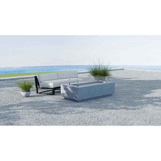 Gravelstone Outdoor Rectangular Fire Table by Sunset West in gravelstone. Made from gfr concrete in a unique style.