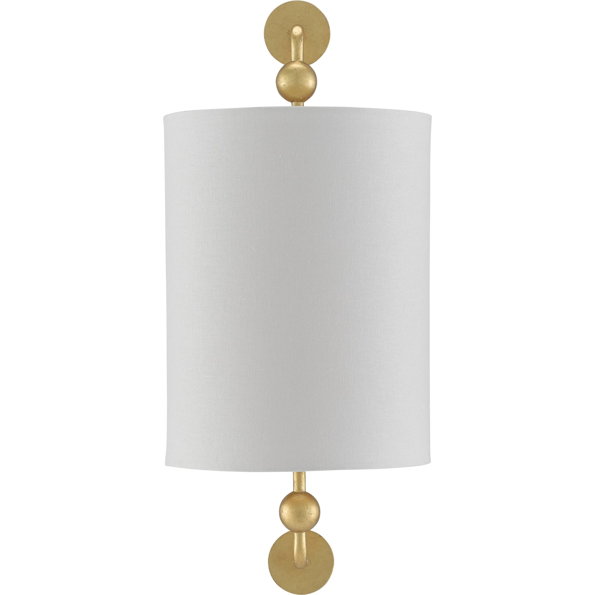 Tavey Wall Sconce by Currey and Company in contemporary gold leaf. Made from wrought iron in a transitional style.
