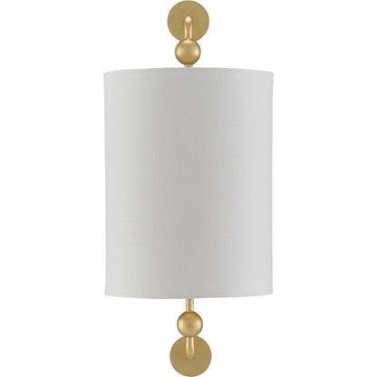 Tavey Wall Sconce by Currey and Company in contemporary gold leaf. Made from wrought iron in a transitional style.