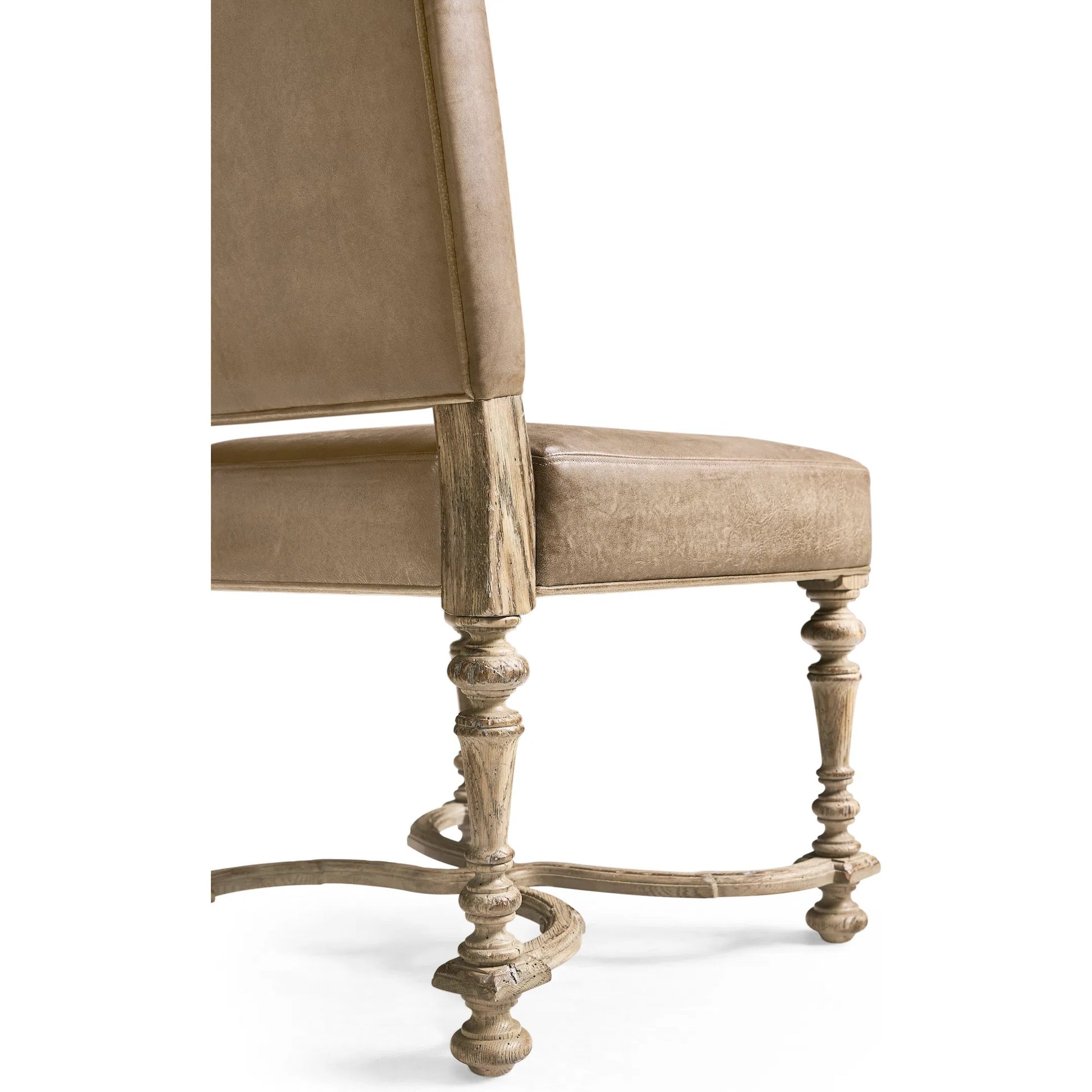 Sagehill Leather Side Chair (Set of 2) by Jonathan Charles in timberon grey oak. Made from oak in a traditional style.