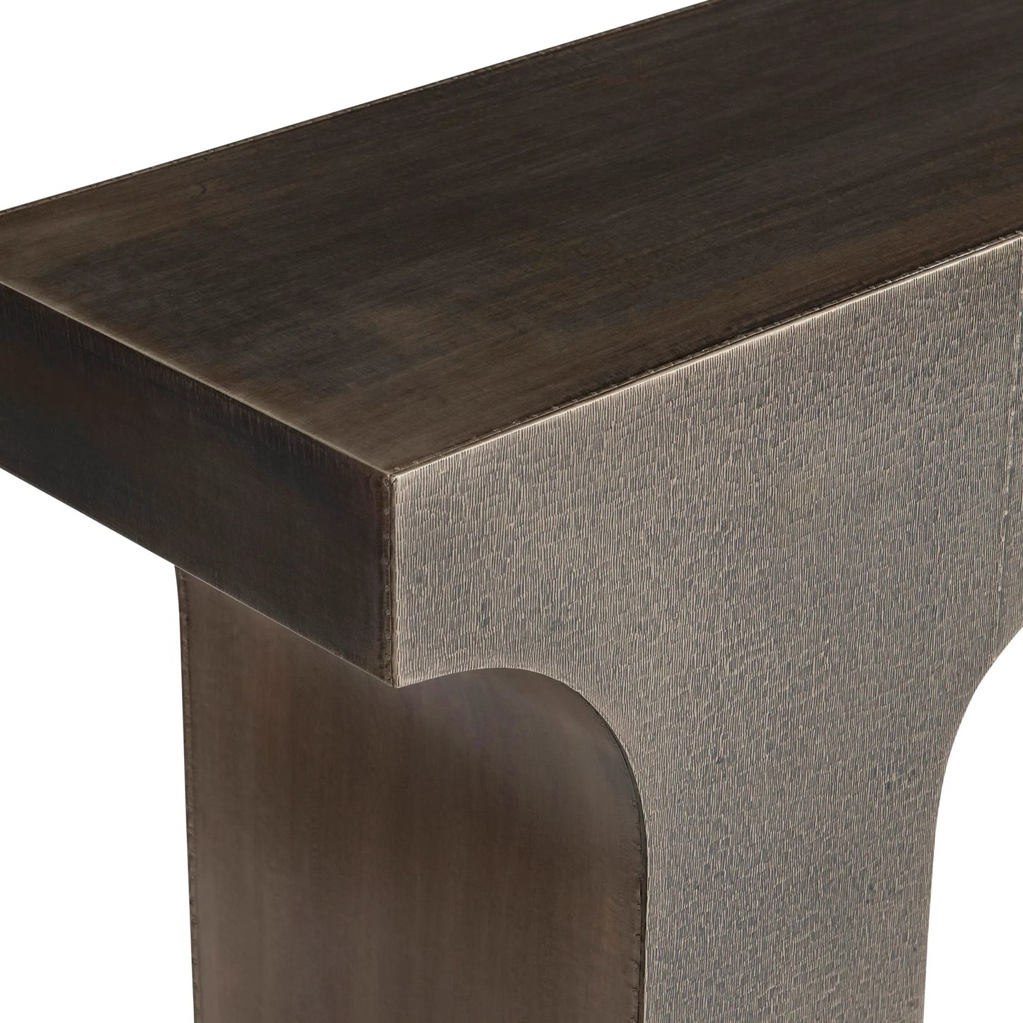 007 SI-2524022 | Closeup | Argos Console Table by Bernhardt in aged brass. Made from metal in a rustic style.