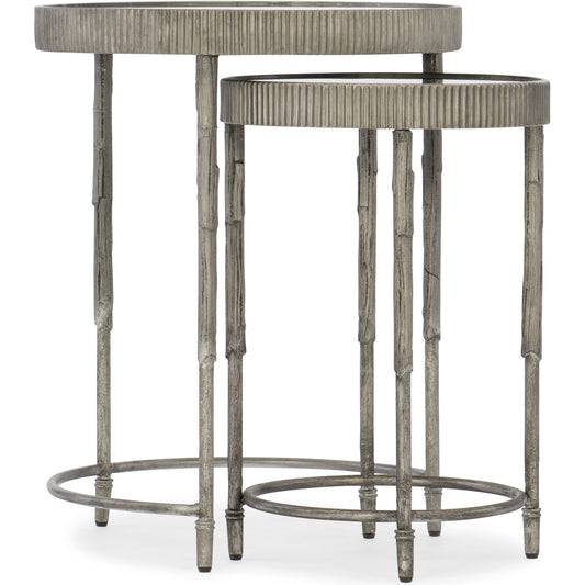 Accent Nesting Tables by Hooker Furniture in silvers. Made from iron, mirror in a eclectic & global style.