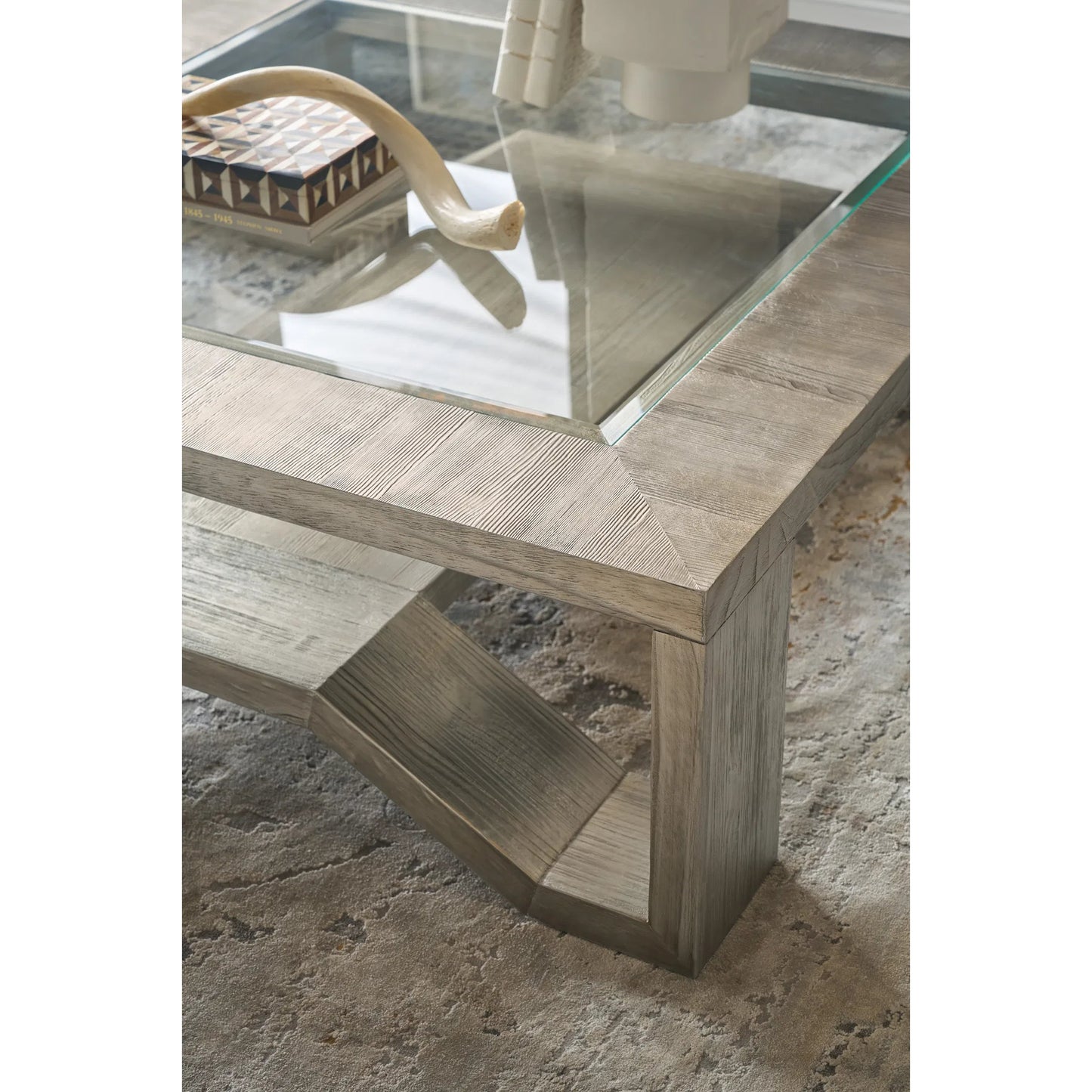 003 SI-2250705 | Lifestyle | Melange Saber Cocktail Table by Hooker Furniture in silvers and silver. Made from unique in a modern style.