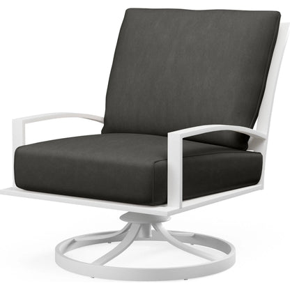 Bristol Outdoor Club Swivel in Canvas Flax w/ Self Welt by Sunset West. Made from aluminum in a modern style.