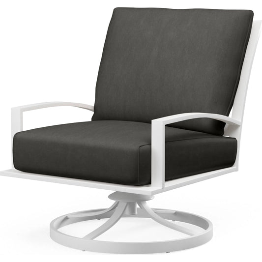 Bristol Outdoor Club Swivel in Canvas Flax w/ Self Welt by Sunset West. Made from aluminum in a unique style.