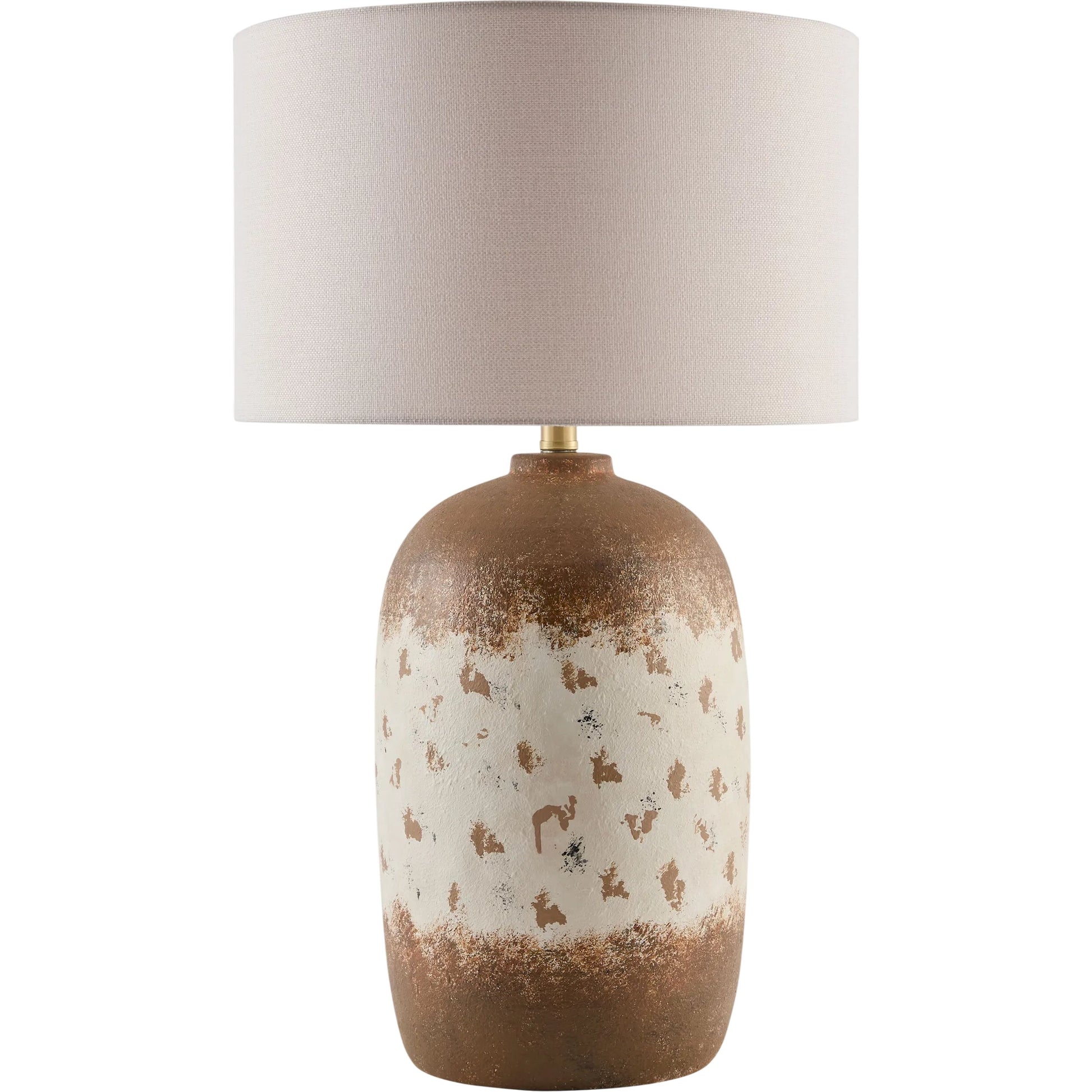 Kaari Accent Table Lamp by Livabliss in metallic gold, brown, white, translucent and plated, painted. Made from ceramic, polyester, iron in a unique style.