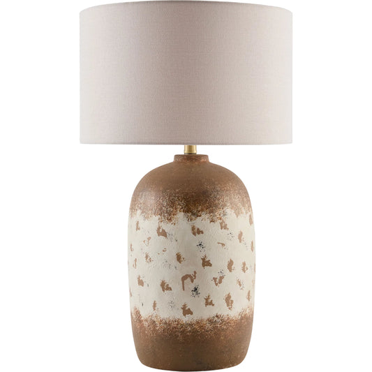 Kaari Accent Table Lamp by Livabliss in metallic gold, brown, white, translucent and plated, painted. Made from ceramic, polyester, iron in a unique style.