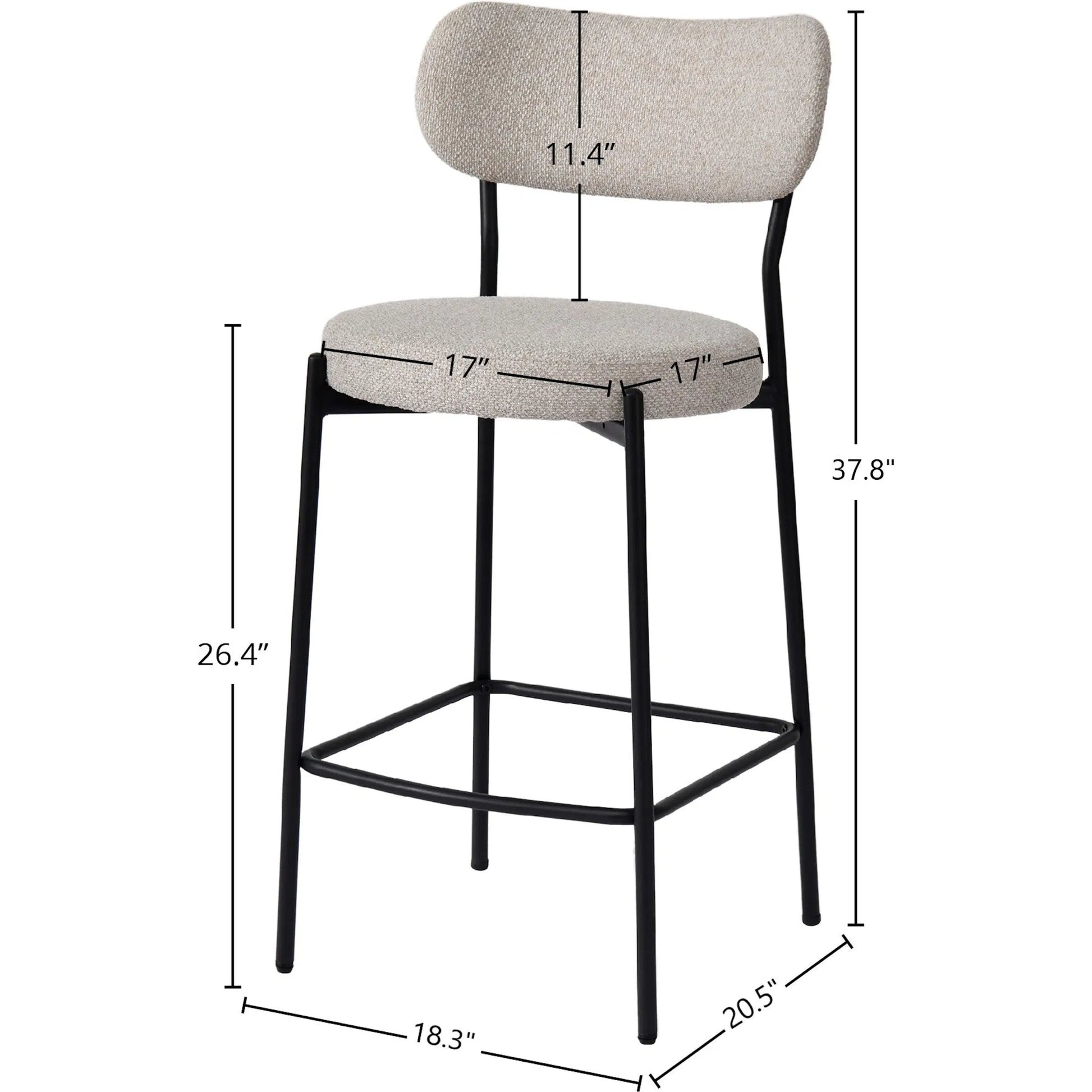 Kai Counter Stool (Set of 2) by LH Imports in black. Made from polyester, foam, iron, plywood in a transitional style.
