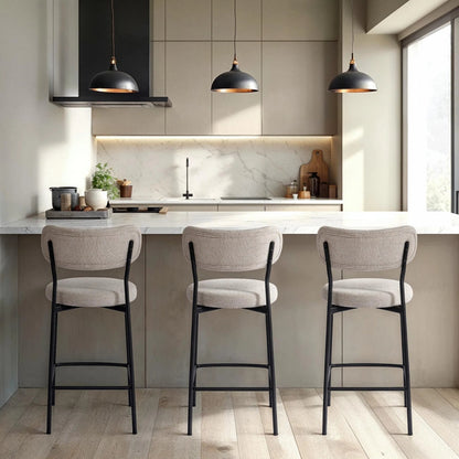 Kai Counter Stool (Set of 2) by LH Imports in black. Made from polyester, foam, iron, plywood in a transitional style.