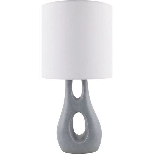 Kaelix Accent Table Lamp by Surya in gray. Made from resin, linen, polystyrene in a eclectic & global style.