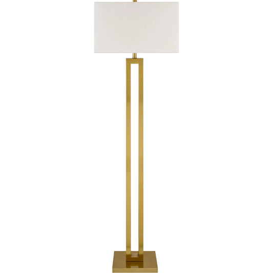 Kirrama Accent Floor Lamp by Surya in metallic brass. Made from iron, linen, polyester in a transitional style.