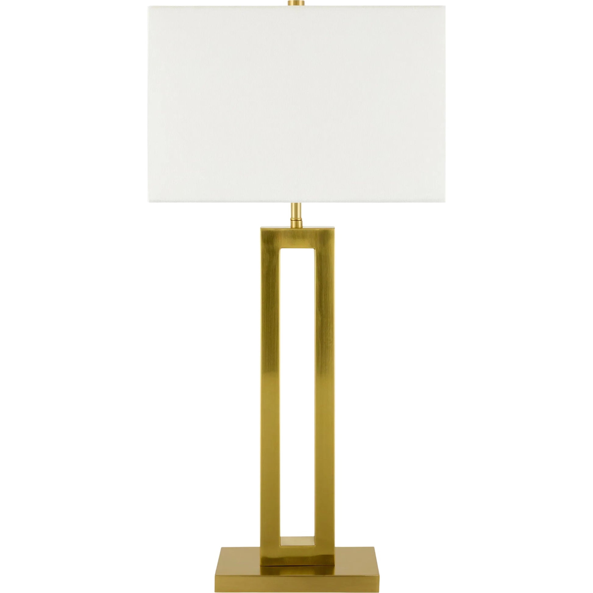 Kirrama Accent Table Lamp by Surya in metallic brass. Made from iron, linen, polyester in a transitional style.