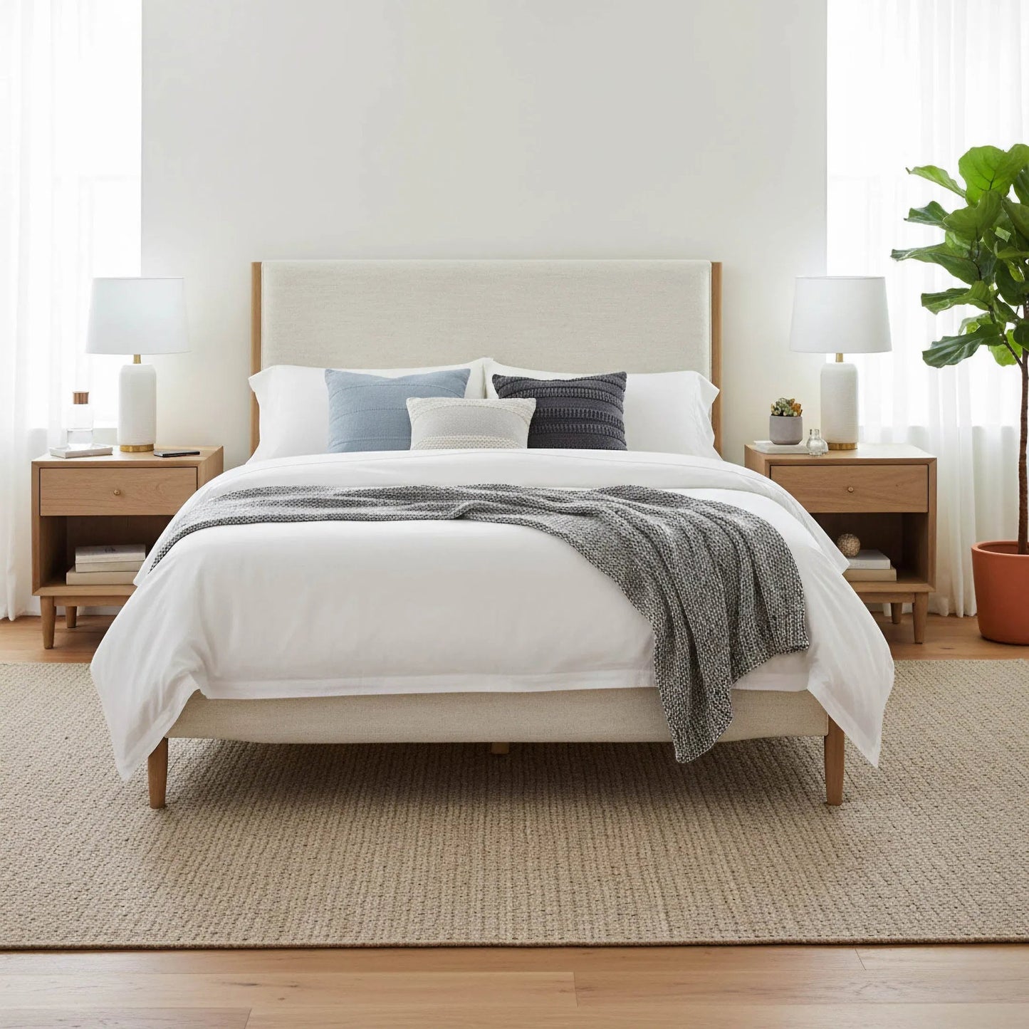 020 SI-2452859 | Lifestyle | Kamelia Bed by LH Imports in grey, alabaster and sand. Made from unique in a transitional style.