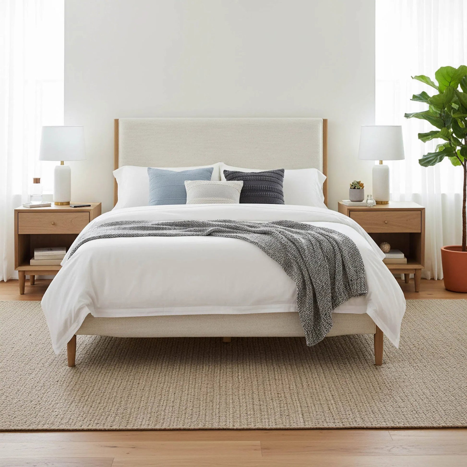Kamelia Bed by LH Imports in grey, alabaster and sand. Made from unique in a transitional style.