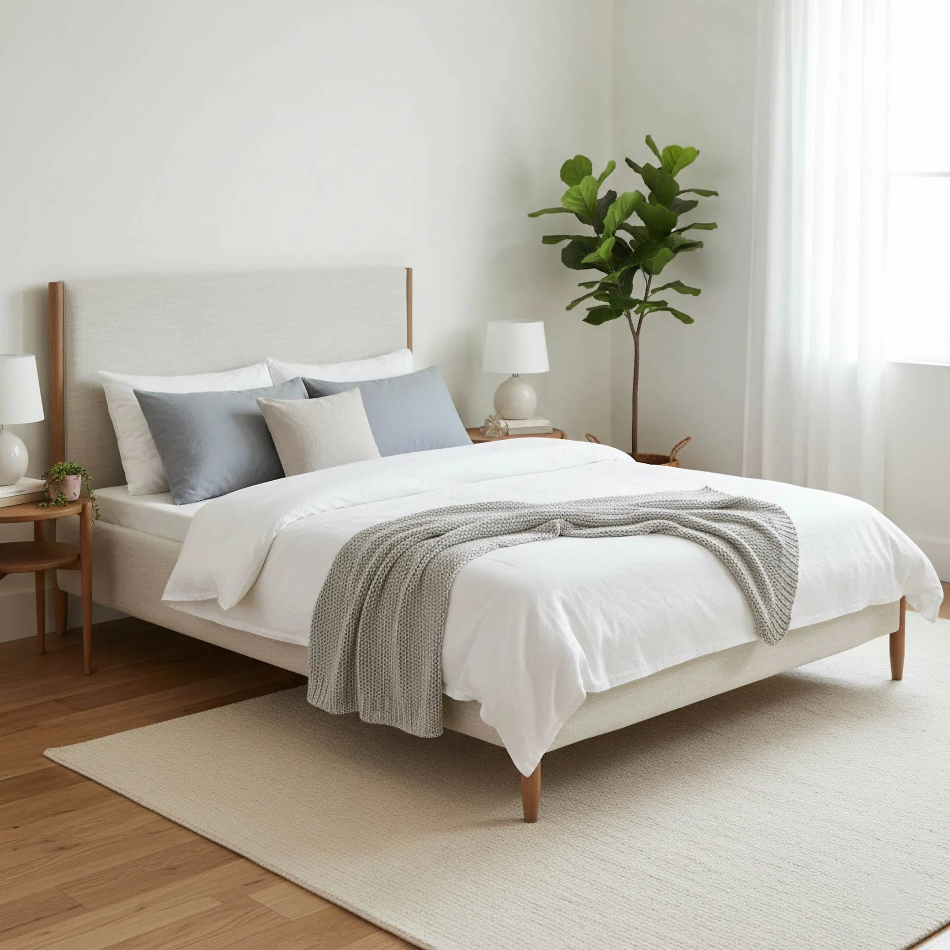 Kamelia Bed by LH Imports in grey, alabaster and sand. Made from unique in a transitional style.