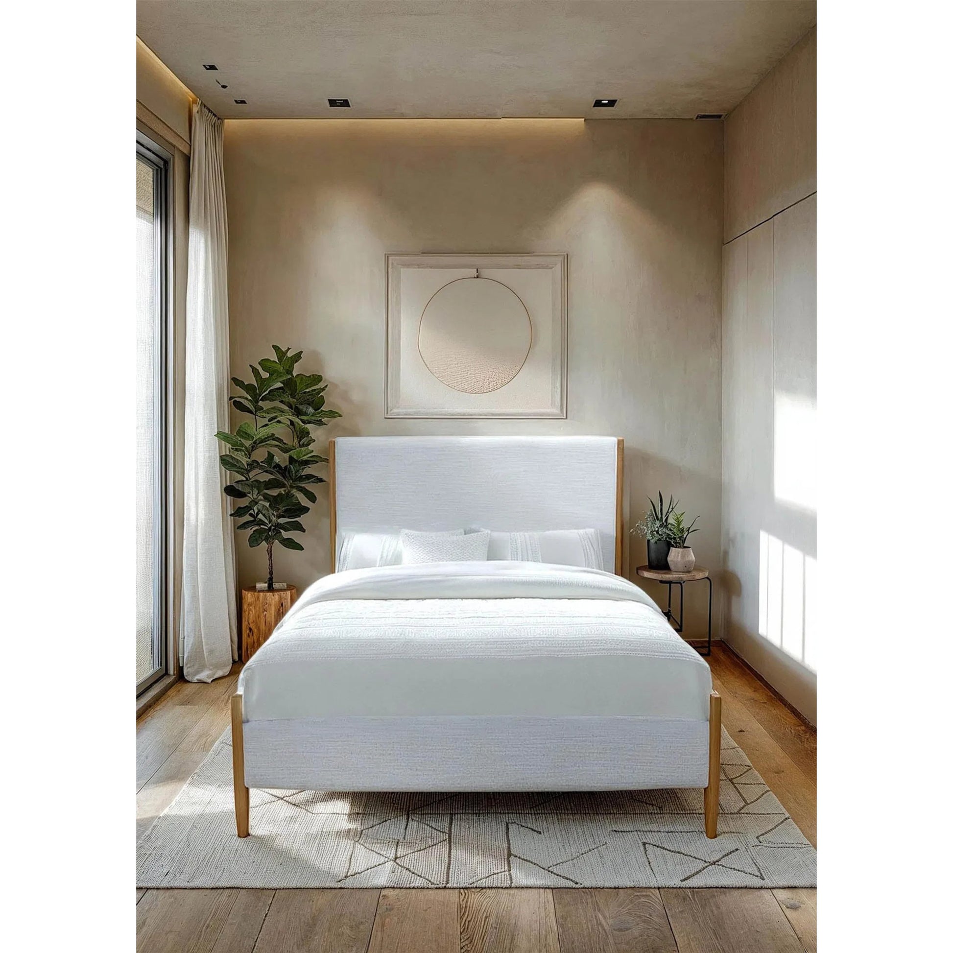 Kamelia Bed by LH Imports in grey, alabaster and sand. Made from unique in a transitional style.