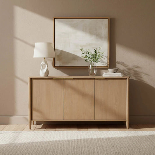 Kamelia Sideboard by LH Imports in sand, brass. Made from unique in a transitional style.