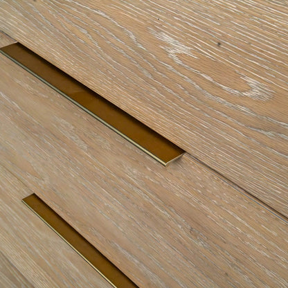 Kamelia 4 Drawer Chest by LH Imports in sand, brass. Made from solid oak, oak veneer, mdf, metal in a unique style.