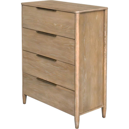 Kamelia 4 Drawer Chest by LH Imports in sand, brass. Made from solid oak, oak veneer, mdf, metal in a unique style.