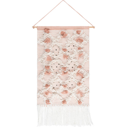 Kari Wall Hanging - 25008 by Livabliss in white, peach. Made from 60% cotton, 40% polyester, 100% wood in a eclectic & global style.