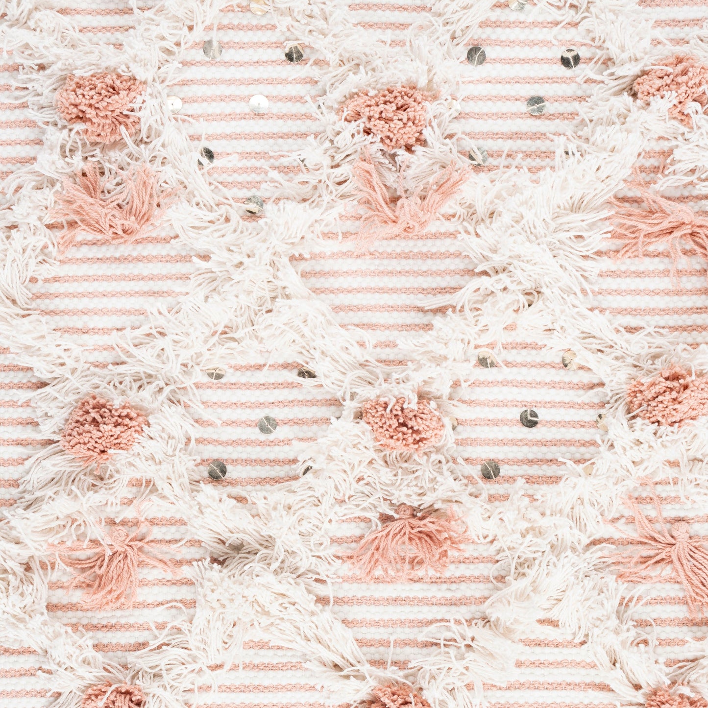 004 SI-1883673 | Closeup | Kari Wall Hanging - 25008 by Livabliss in white, peach. Made from 60% cotton, 40% polyester, 100% wood in a eclectic & global style.