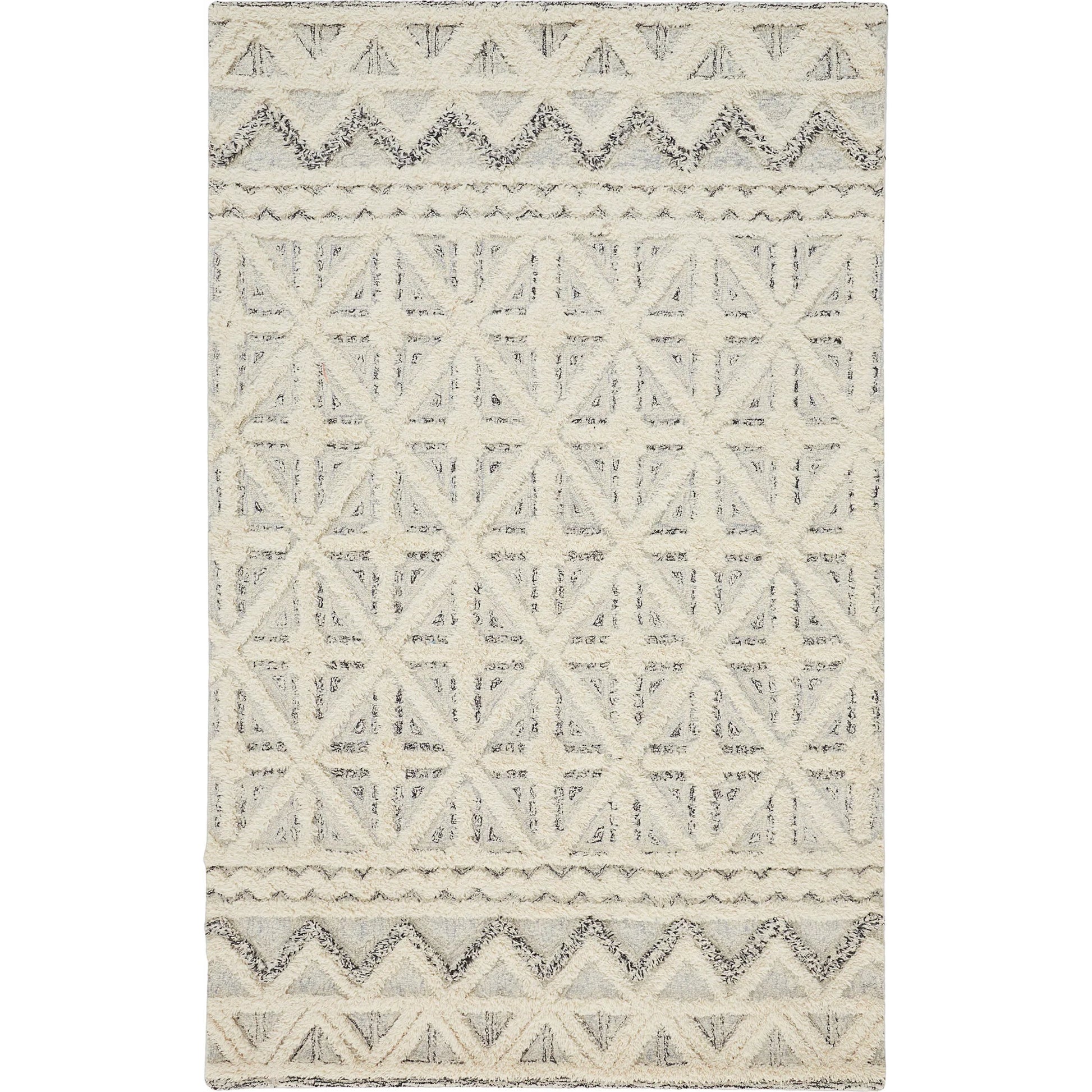 Anica Transitional Geometric Rug - 8007F by Feizy in ivory, black. Made from wool in a unique style.