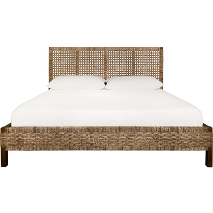 Karina Seagrass Wrapped Headboard and Footboard by Worlds Away in brown. Made from unique in a rustic style.